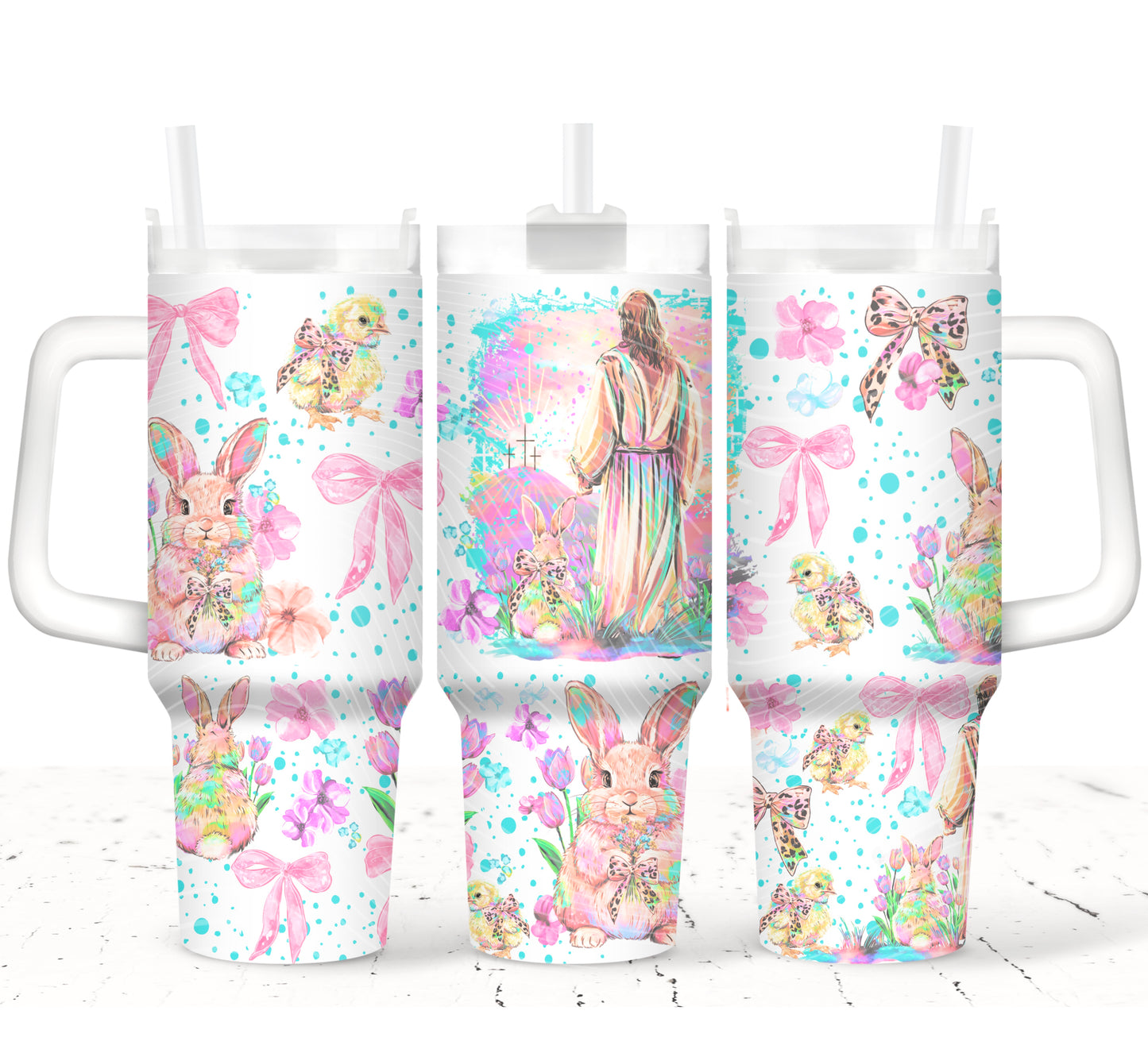 Christian Easter Uv Dtf Wrap, 40oz Tumbler Wrap, Jesus Easter Bunny Cup Wrap, Faith Easter Uv Dtf Transfer