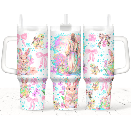 Christian Easter Uv Dtf Wrap, 40oz Tumbler Wrap, Jesus Easter Bunny Cup Wrap, Faith Easter Uv Dtf Transfer