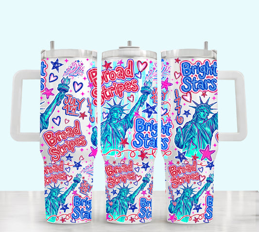 4th of July UV DTF Wrap for 40oz Tumbler, Broad Stripes Bright Stars Wrap, Patriotic Tumbler Transfer, Independence Day Cup Wrap