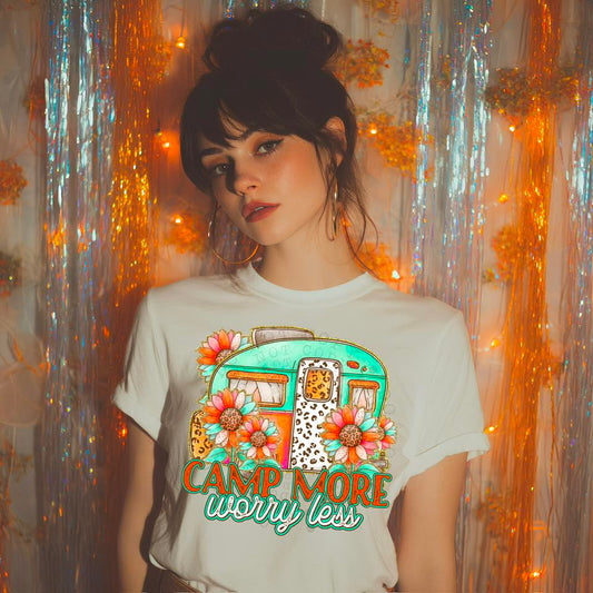 Camp More Worry Less DTF Transfer | Trendy Camping DTF Transfer | High Quality Image Transfers | Ready to Press | Instant Peel