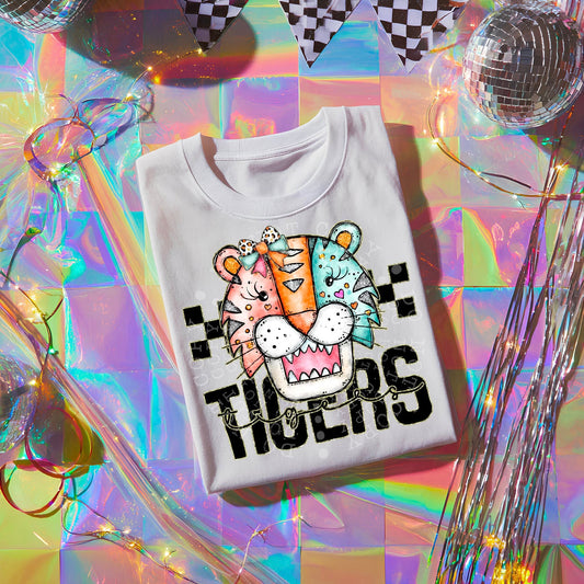 Colorful Tigers DTF Transfer | Trendy School Spirit DTF Transfer | High Quality Image Transfers | Ready to Press | Instant Peel
