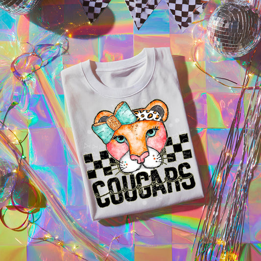 Colorful Cougars DTF Transfer | Trendy School Spirit DTF Transfer | High Quality Image Transfers | Ready to Press | Instant Peel