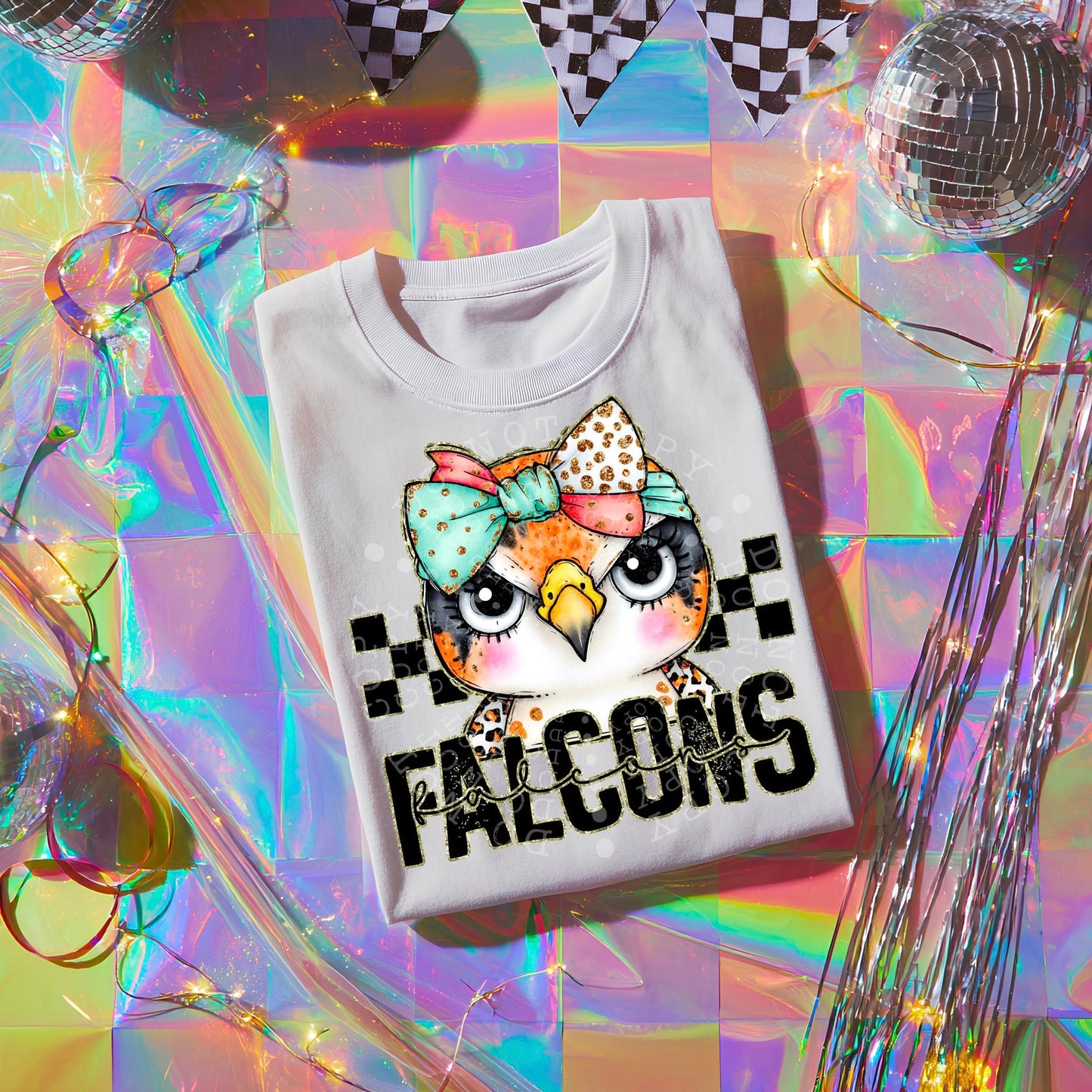 Colorful Falcons DTF Transfer | Trendy School Spirit DTF Transfer | High Quality Image Transfers | Ready to Press | Instant Peel