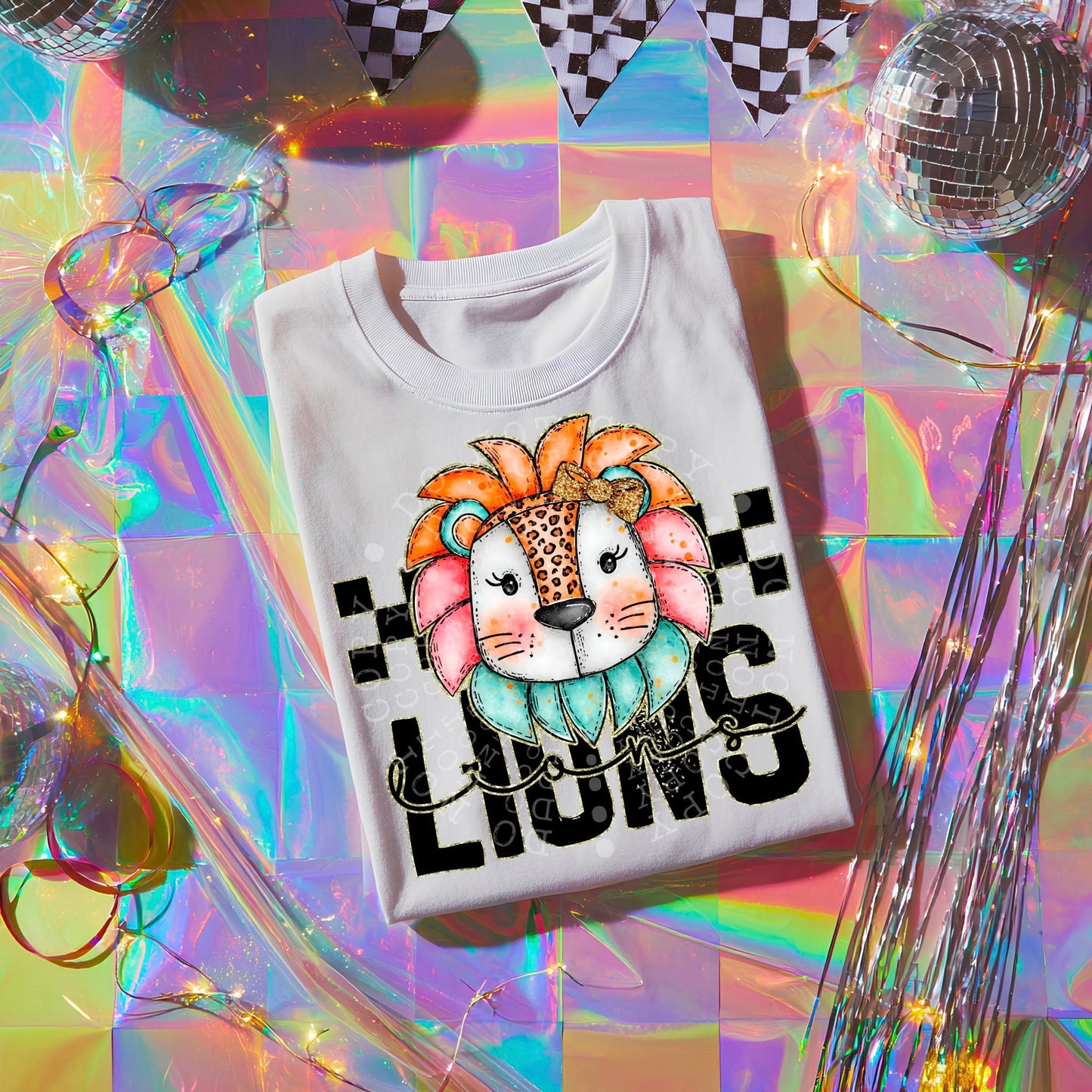 Colorful Lions DTF Transfer | Trendy School Spirit DTF Transfer | High Quality Image Transfers | Ready to Press | Instant Peel
