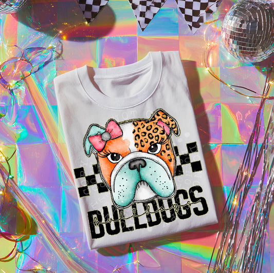 Colorful Bulldogs DTF Transfer | Trendy School Spirit DTF Transfer | High Quality Image Transfers | Ready to Press | Instant Peel