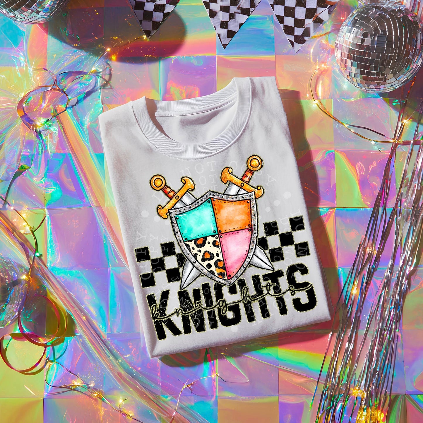 Colorful Knights DTF Transfer | Trendy School Spirit DTF Transfer | High Quality Image Transfers | Ready to Press | Instant Peel