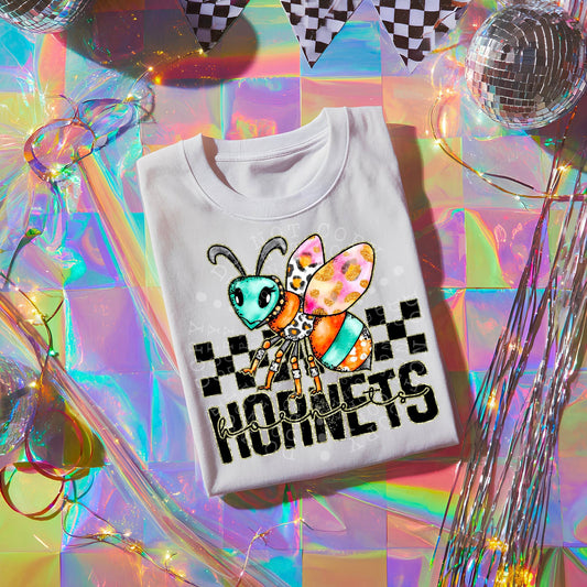 Colorful Hornets DTF Transfer | Trendy School Spirit DTF Transfer | High Quality Image Transfers | Ready to Press | Instant Peel