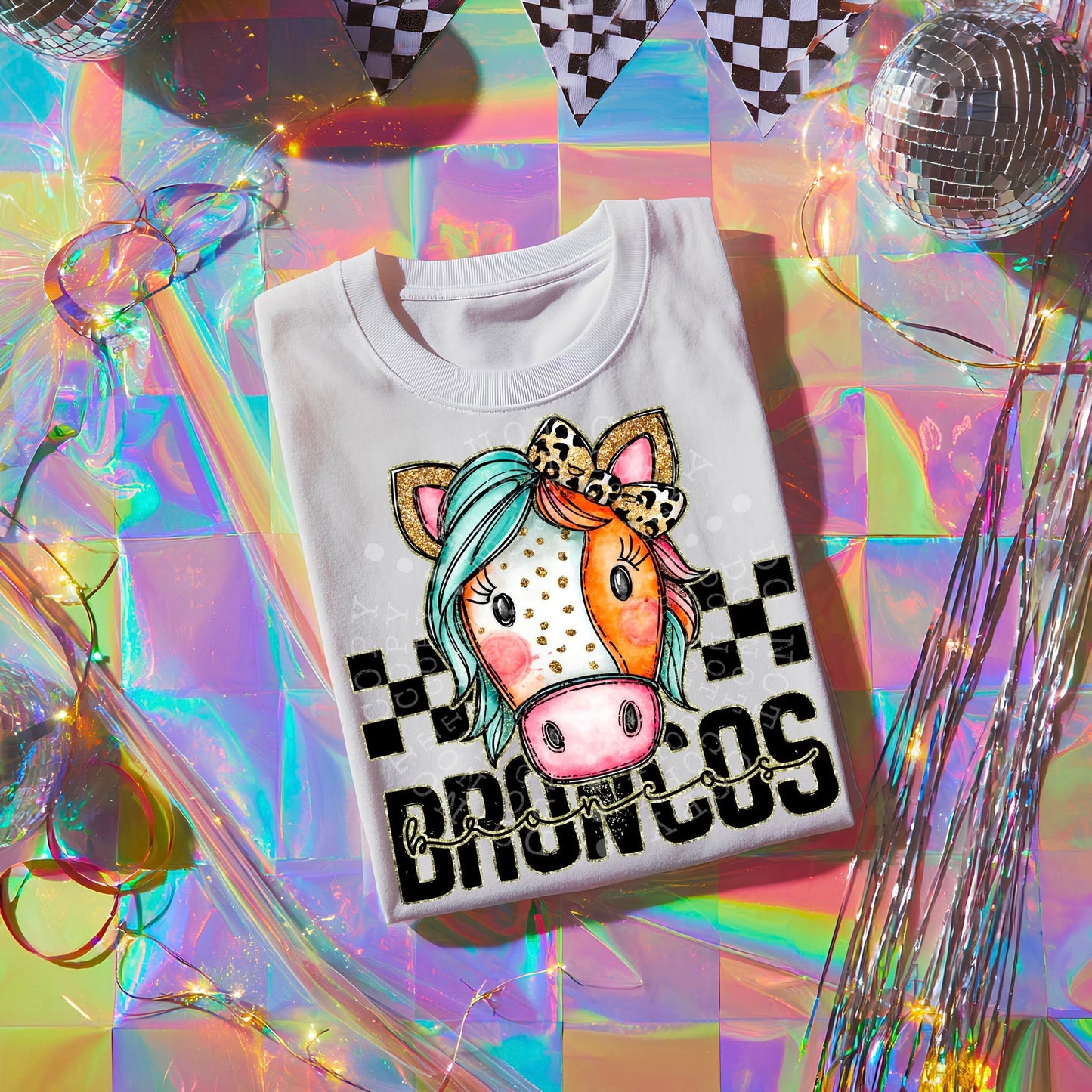 Colorful Broncos DTF Transfer | Trendy School Spirit DTF Transfer | High Quality Image Transfers | Ready to Press | Instant Peel