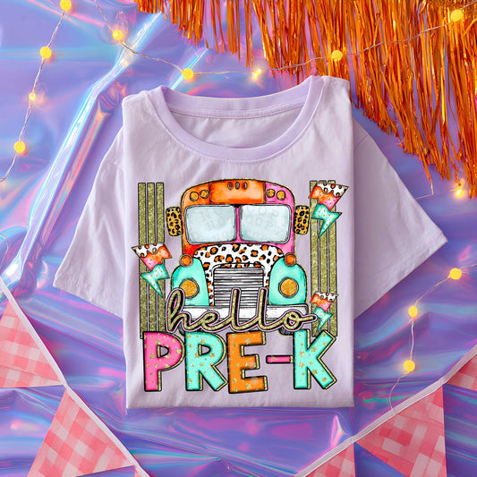 Hello Pre-K DTF Transfer | Trendy School DTF Transfer | High Quality Image Transfers | Ready to Press | Instant Peel
