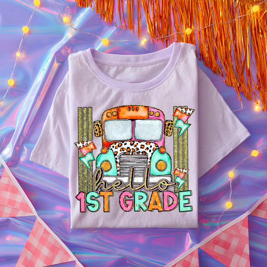 Hello 1st Grade DTF Transfer | Trendy School DTF Transfer | High Quality Image Transfers | Ready to Press | Instant Peel