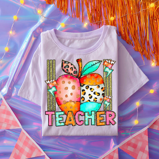 Teacher DTF Transfer | Trendy School Career DTF Transfer | High Quality Image Transfers | Ready to Press | Instant Peel