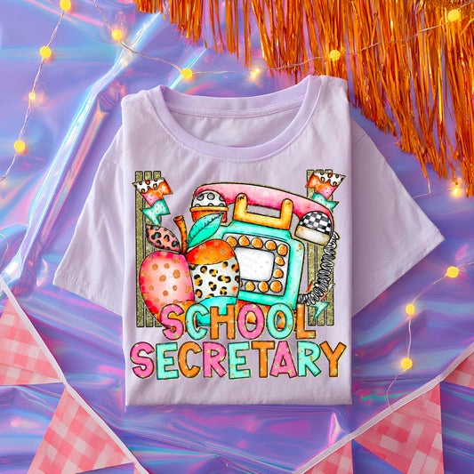 School Secretary DTF Transfer | Trendy School Career DTF Transfer | High Quality Image Transfers | Ready to Press | Instant Peel