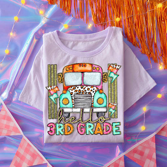 Hello 3rd Grade DTF Transfer | Trendy School DTF Transfer | High Quality Image Transfers | Ready to Press | Instant Peel