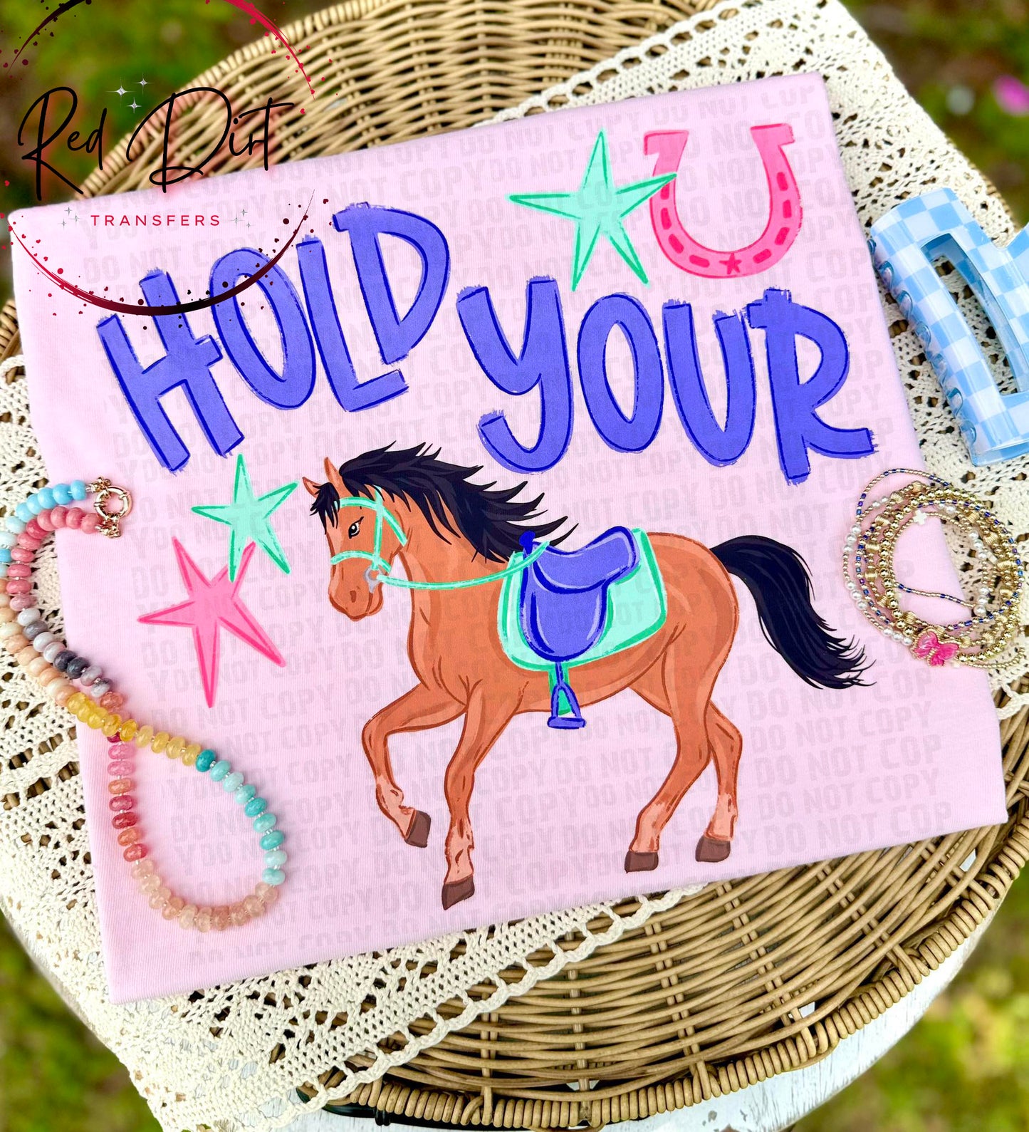 Hold Your Horses DTF Transfer, Western Horse Shirt Design, Cowboy Cowgirl Kids Shirt Print, Rodeo Graphic Tee Transfer