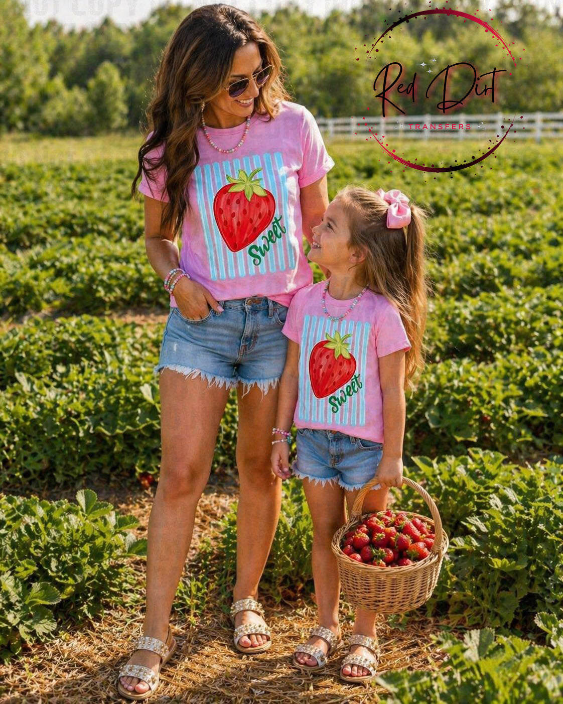 Strawberry Sweet DTF Transfer, Mommy and Me Matching Shirt Design, Summer Strawberry Tee, Kids and Adult Transfer, Ready to Press