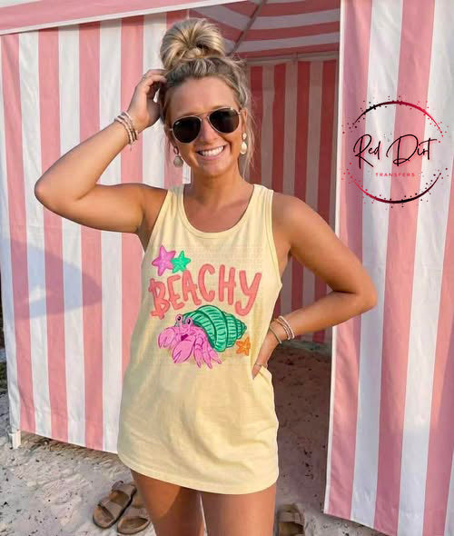 Beachy Hermit Crab DTF Transfer, Summer Beach Shirt Design, Cute Coastal Graphic Transfer, Ocean Theme Ready to Press