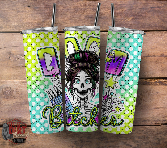 Boom Bitches Insulated Tumbler with Plastic Lid and Sealed Reusable Straw | Trendy Fourth of July Cup | Hot/Cold Tumbler