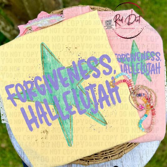 Forgiveness Hallelujah DTF Transfer | Christian Easter Shirt Transfer | Retro Faith Graphic Tee Transfer | Religious Boho DTF Print