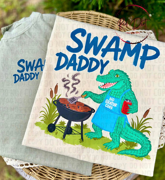 Swamp Daddy DTF Transfer | Funny Alligator BBQ Transfer | Southern Dad DTF Print | Cajun Gator Grill Transfer | Father’s Day DTF