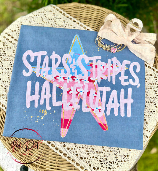 Stars & Stripes Hallelujah DTF Transfer, Patriotic Heat Transfer, Fourth Of July Shirt Transfer, USA Star Transfer, America DTF Design