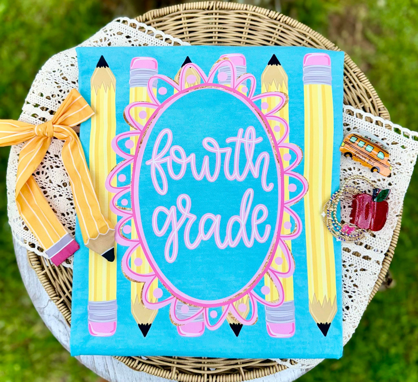 Fourth Grade Pencil DTF Transfer, Back To School Heat Transfer, School Teacher Student Transfer, Pencil Frame Design (Copy) (Copy) (Copy) (Copy) (Copy)