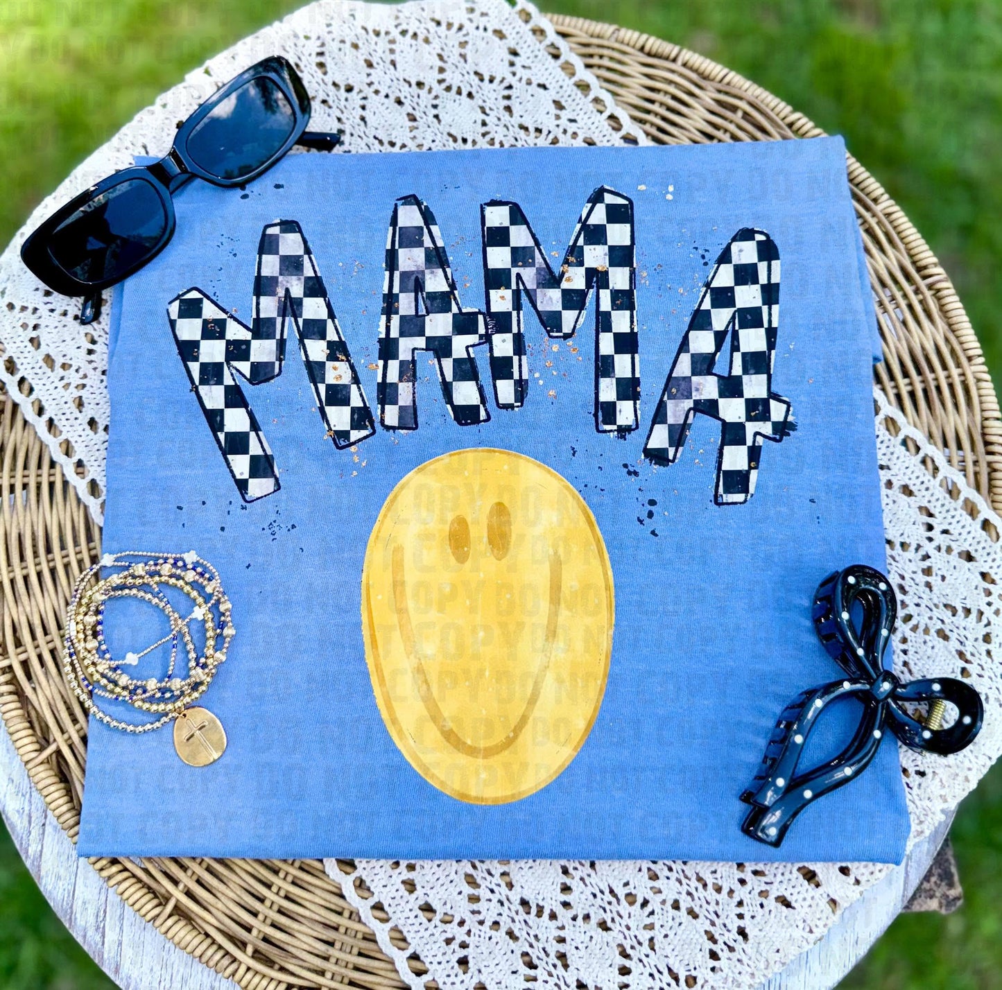Mama Smiley Face DTF Transfer, Checkered Mama Heat Transfer, Trendy Mom Shirt Design, Retro Smiley Face Transfer, Mother's Day DTF Transfer