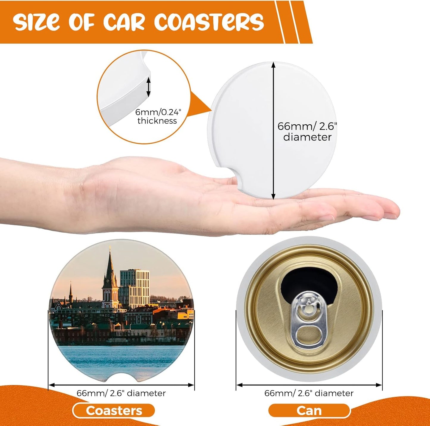 Ceramic Sublimation Car Coaster Blanks-2 pack