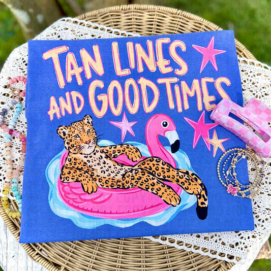 Tan Lines And Good Times DTF Transfer, Summer Leopard Heat Transfer, Flamingo Pool Float Shirt Design, Beach Vacation DTF Transfer, Pool Party Graphic