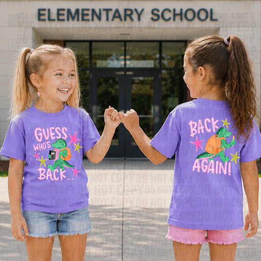 Guess Who's Back DTF Transfer, Pink Alligator Back To School Transfer, School Crocodile Heat Transfer, First Day Of School Shirt Transfer, Kids DTF Design (Copy)