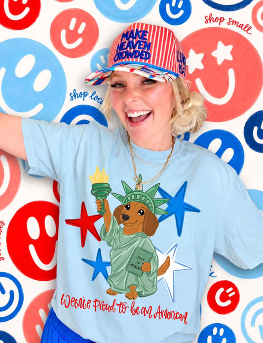 Weenie Proud To Be An American DTF Transfer Ready To Press Patriotic Dachshund Fourth Of July Dog Transfer