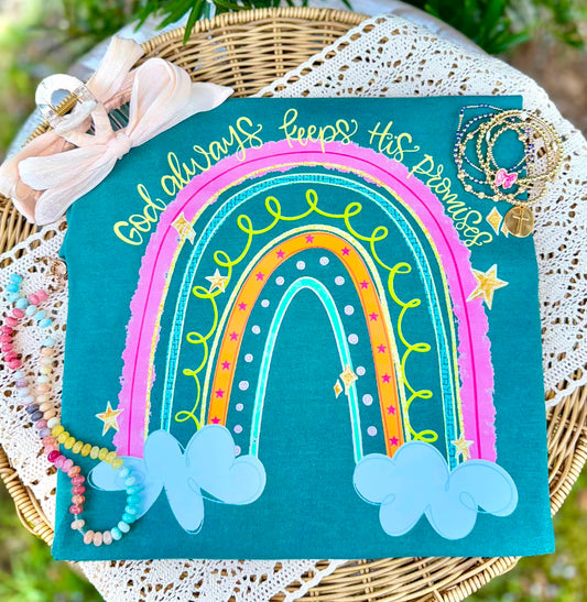God Always Keeps His Promises DTF Transfer | Christian Rainbow Heat Transfer | Faith Ready to Press Transfer