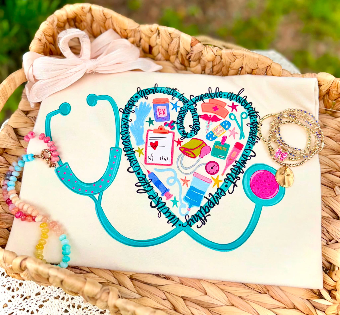 Nurse Heart DTF Transfer | Stethoscope Heat Transfer | Nurse Appreciation Iron On Transfer | Medical Shirt Transfer