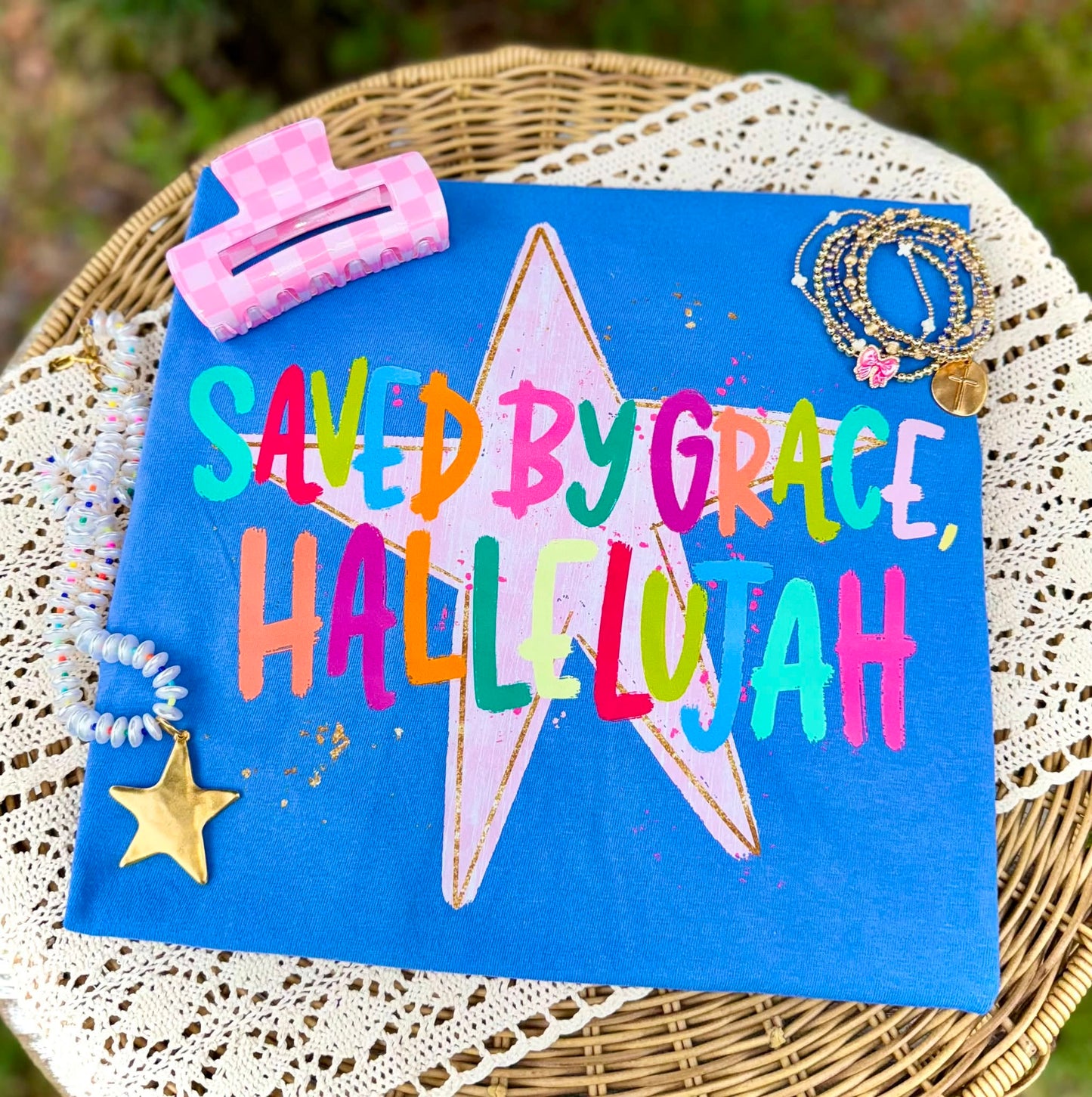 Saved By Grace Hallelujah DTF Transfer | Christian Heat Transfer | Faith Iron On Transfer | Religious Shirt Transfer