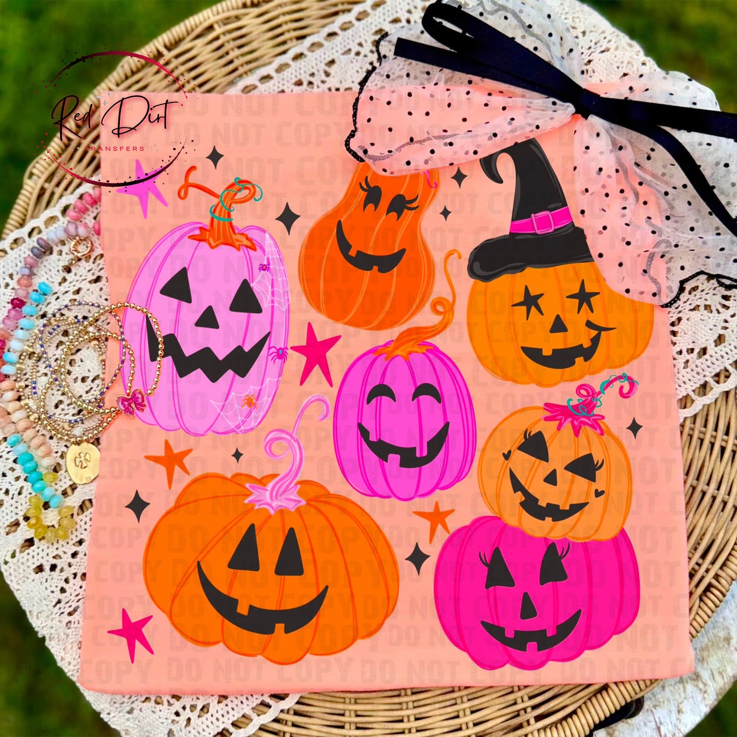Cute Halloween Pumpkin DTF Transfer | Colorful Jack O Lantern Heat Transfer | Pink & Orange Pumpkin Ready to Press Shirt Transfer