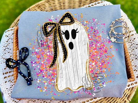 Halloween Ghost DTF Transfer, Cute Ghost Shirt Transfer, Spooky Halloween Transfer, Ghost Bow DTF, Girly Halloween Shirt