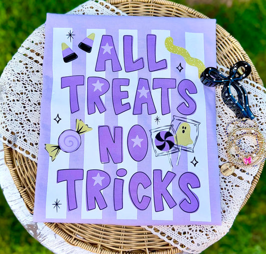Halloween DTF Transfer | All Treats No Tricks Halloween Shirt Transfer | Candy Halloween Design | Spooky Season | Instant Peel