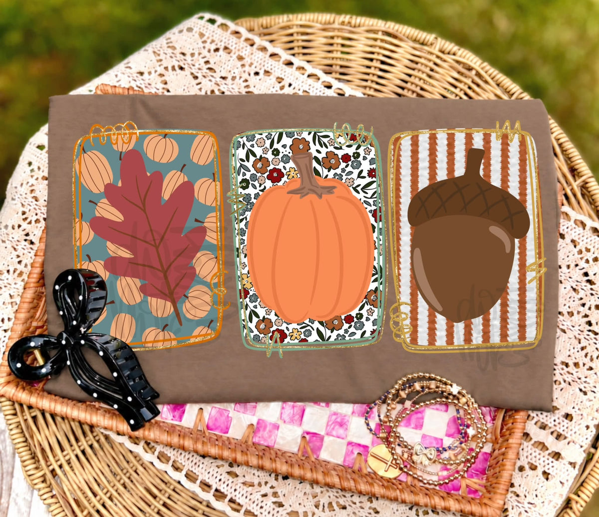 Fall Pumpkin DTF Transfer, Autumn Pumpkin Leaf Acorn Transfer, Thanksgiving Shirt Transfer, Fall Shirt Design, Pumpkin DTF