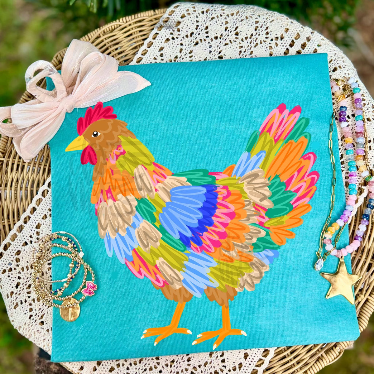 Chicken DTF Transfer, Colorful Chicken Shirt Transfer, Farmhouse DTF, Country Chicken Transfer, Farm Animal Shirt, Instant Peel
