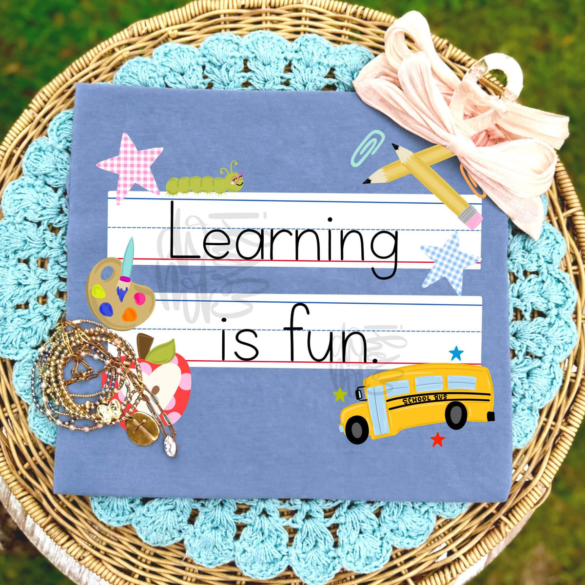 Learning Is Fun DTF Transfer, Teacher Shirt Transfer, School DTF, Teacher DTF, Back to School Transfer, Classroom Shirt