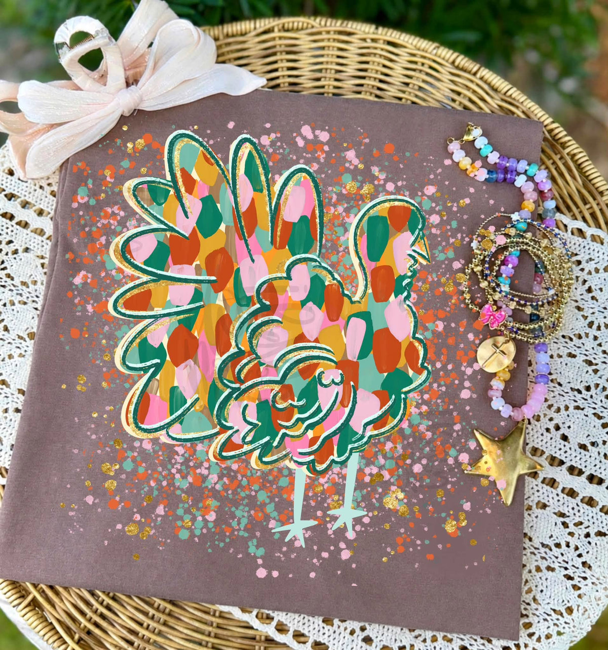 Colorful Turkey DTF Transfer, Thanksgiving Turkey Shirt Transfer, Boho Turkey DTF, Fall Turkey Transfer, Thanksgiving Shirt