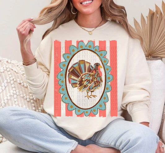 Vintage Turkey DTF Transfer, Thanksgiving Turkey Shirt Transfer, Fall Thanksgiving DTF, Turkey T-Shirt, Instant Peel