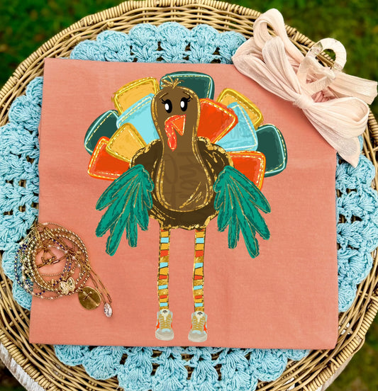Colorful Turkey DTF Transfer, Thanksgiving Turkey Shirt Transfer, Cute Turkey DTF, Fall Turkey Transfer, Thanksgiving Shirt