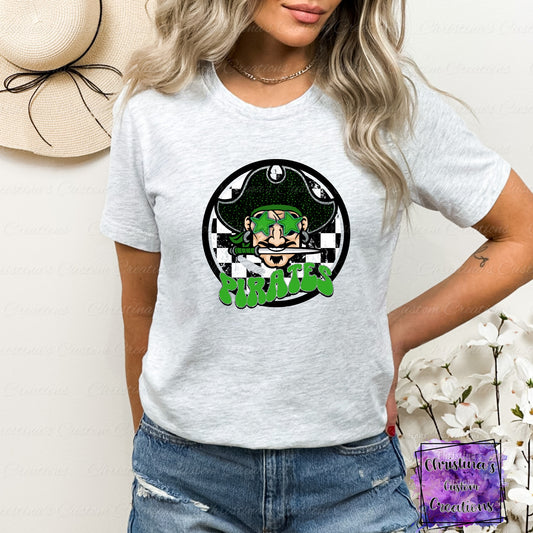 Green Pirates T-Shirt | Trendy School Spirit Shirt | Fast Shipping | Super Soft Shirts for Men/Women/Kid's | Bella Canvas