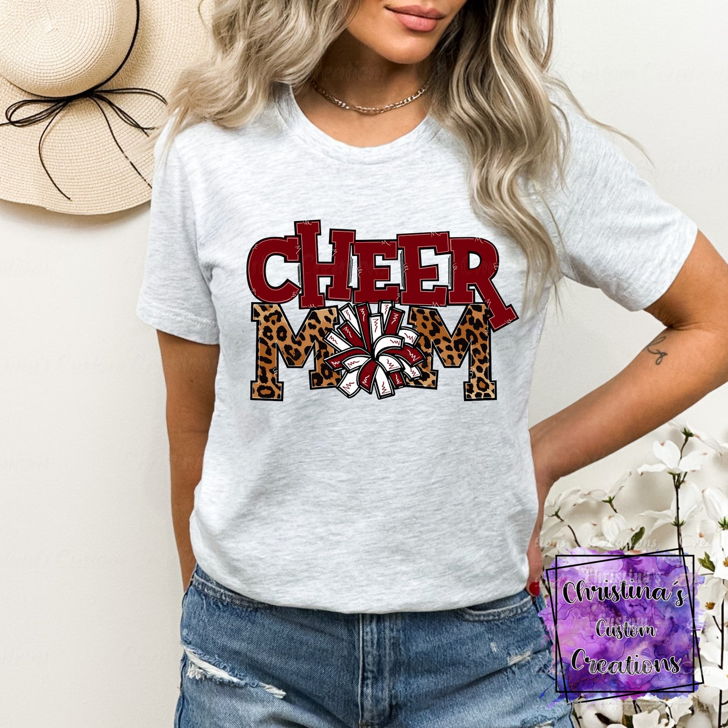 Garnet and White Cheer Mom T-Shirt | Trendy School Spirit Shirt | Fast Shipping | Super Soft Shirts for Men/Women/Kid's | Bella Canvas