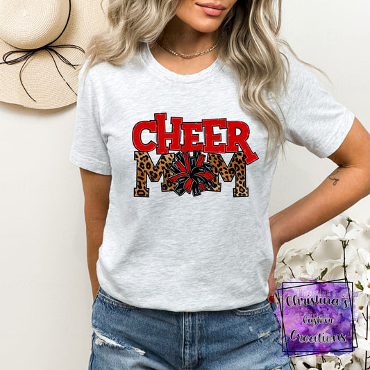Red Cheer Mom T-Shirt | Trendy School Spirit Shirt | Fast Shipping | Super Soft Shirts for Men/Women/Kid's | Bella Canvas