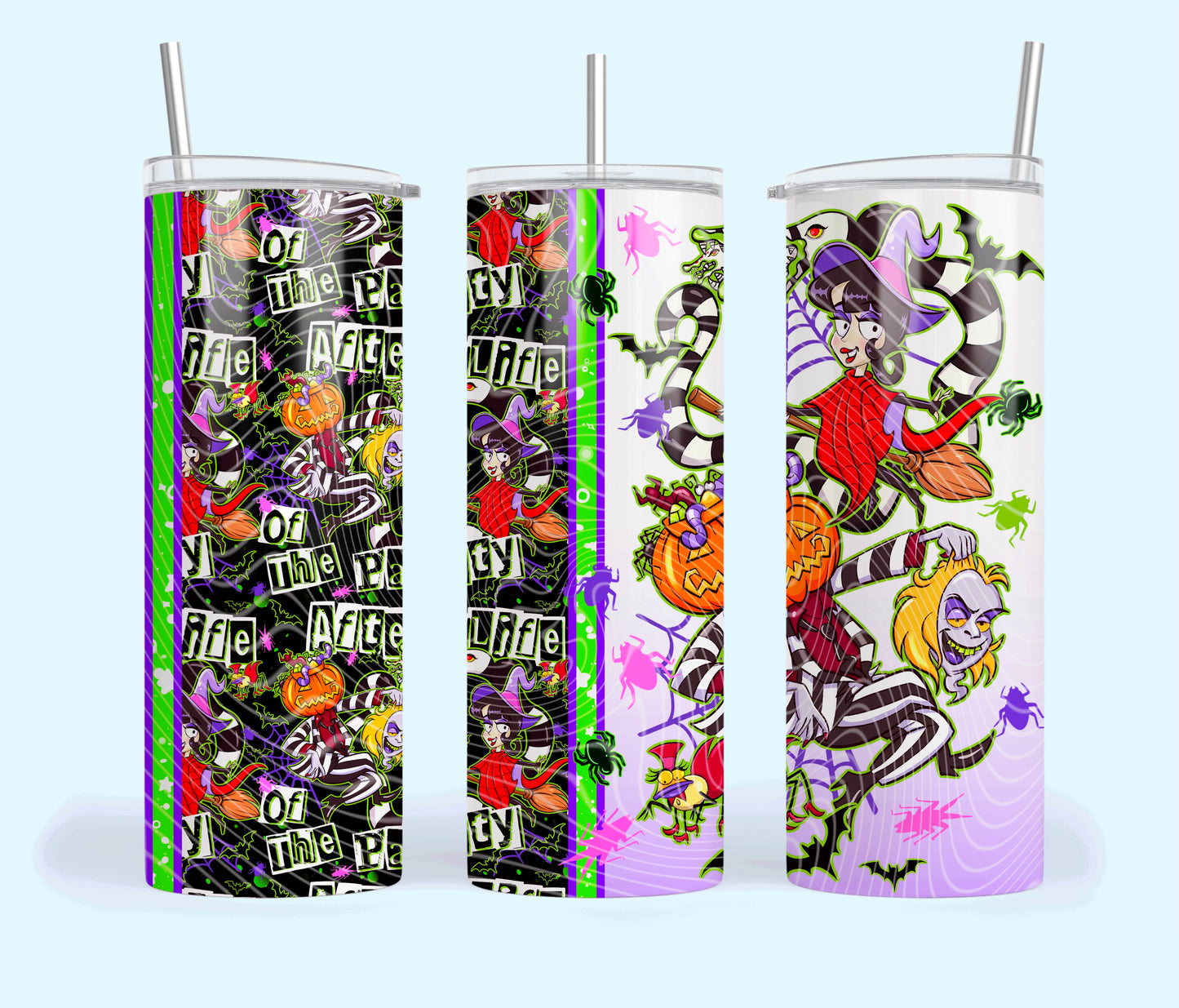 Afterlife of the Party Insulated Tumbler with Plastic Lid and Sealed Reusable Straw | Trendy Halloween Cup | Hot/Cold Tumbler