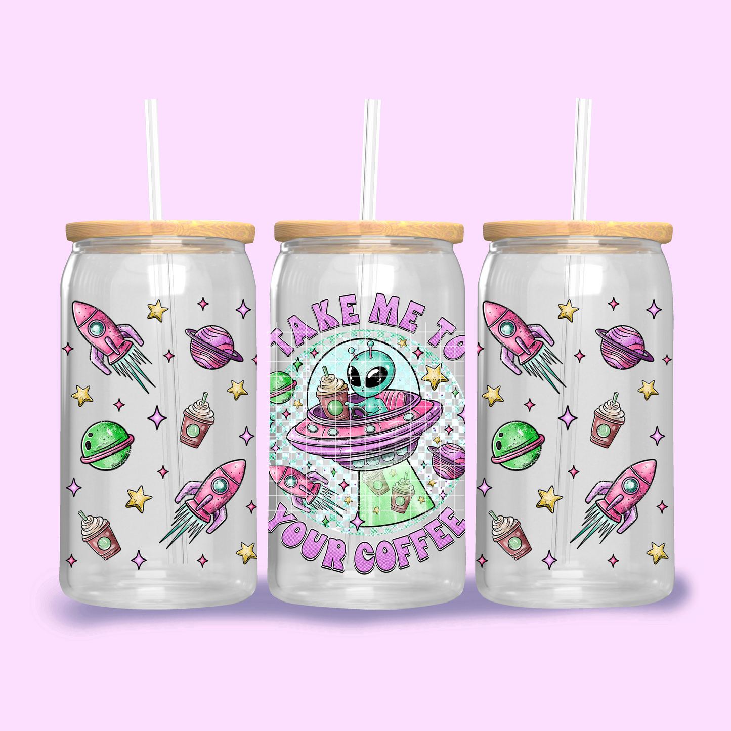 Take Me To Your Coffee UV DTF Libbey Transfer | Trendy Coffee Libbey Wrap | Ready to Transfer | High Quality | Waterproof UV Transfer