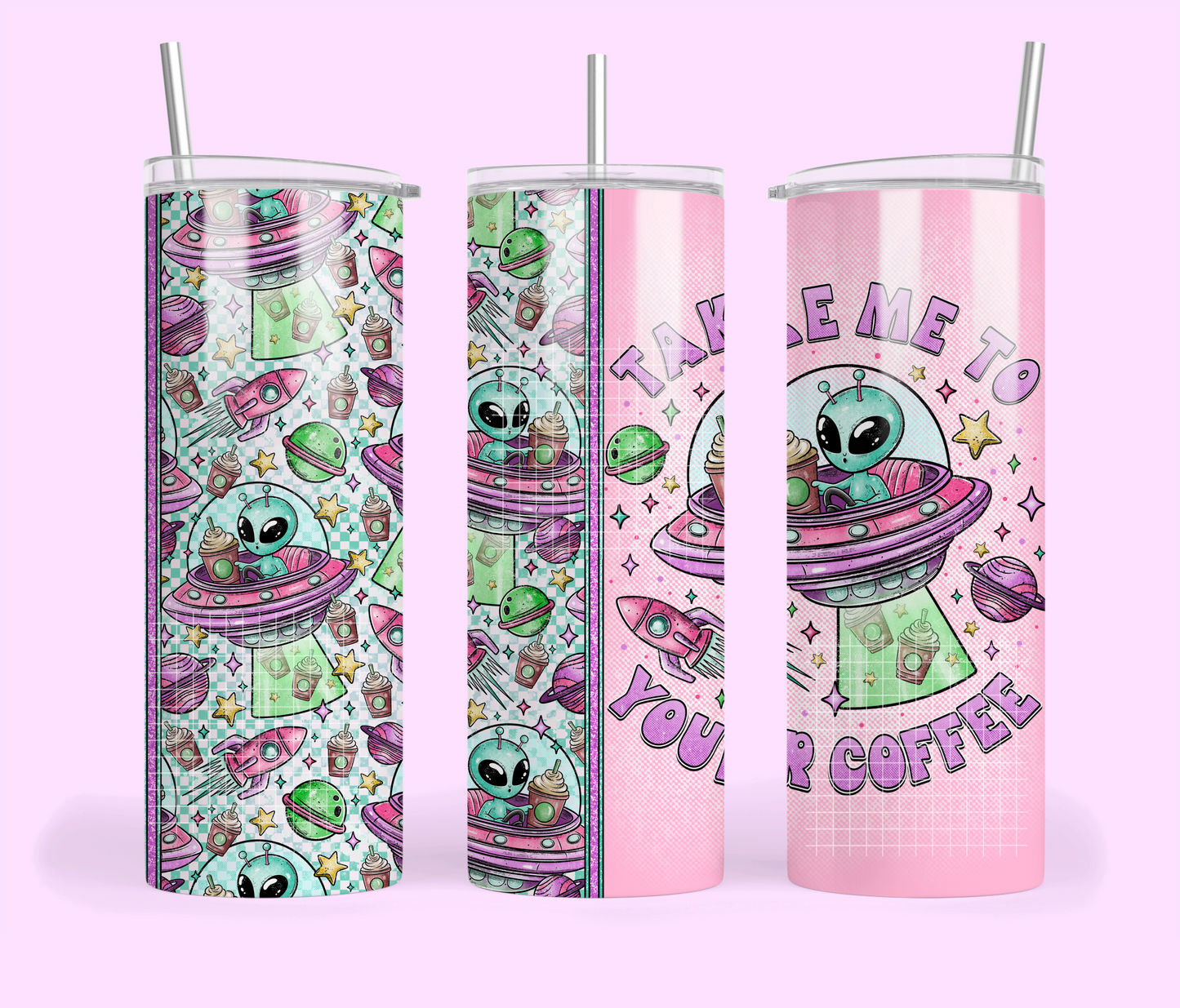 Take Me To Your Coffee Insulated Tumbler with Plastic Lid and Sealed Reusable Straw | Hot/Cold Tumbler