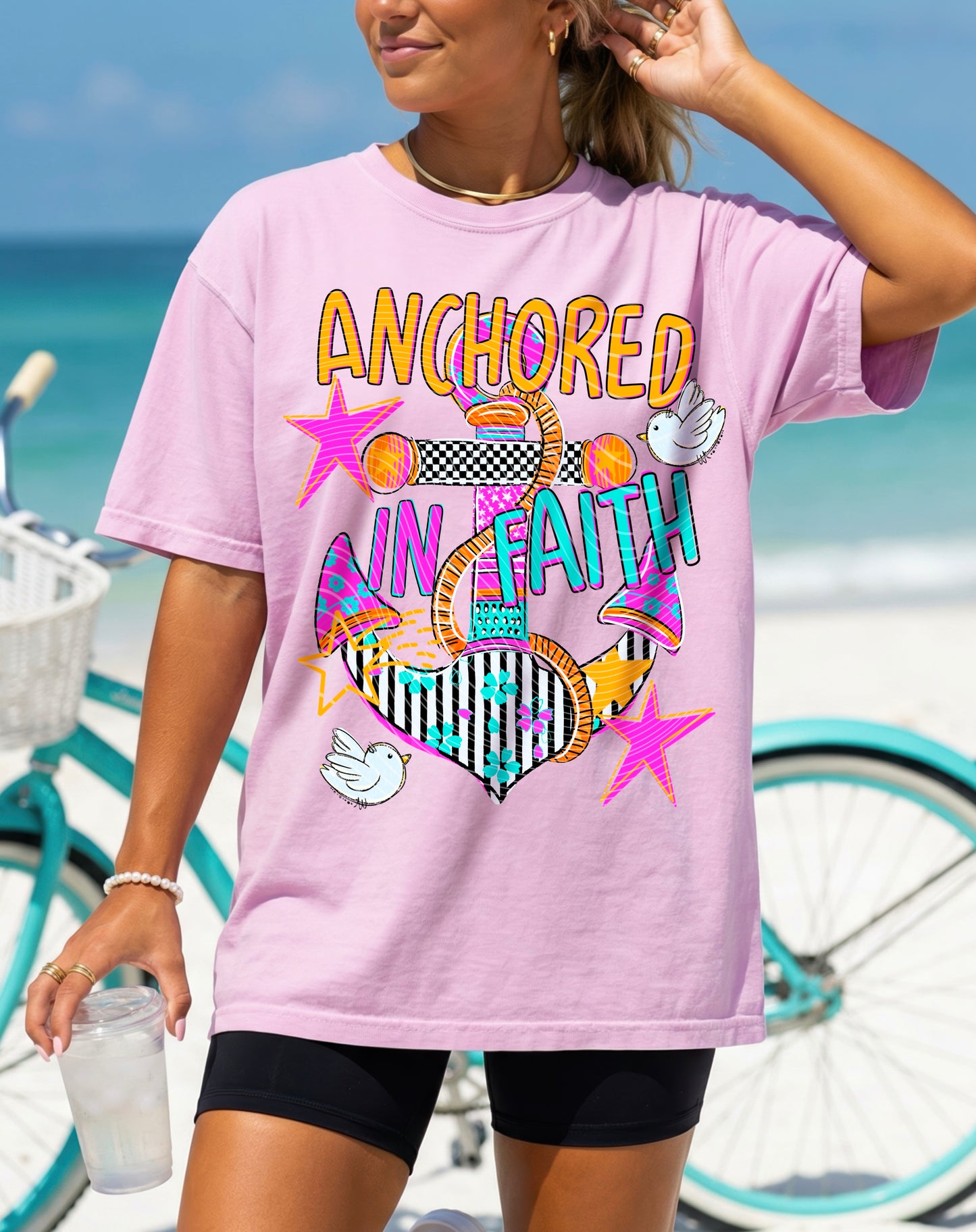 Anchored In Faith DTF Transfer | Christian Anchor Transfer | Retro Faith Shirt Transfer | Religious DTF Print