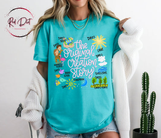 Original Creation Story DTF Transfer | Christian Kids Shirt Transfer | Bible Story Design | Faith Based Tee